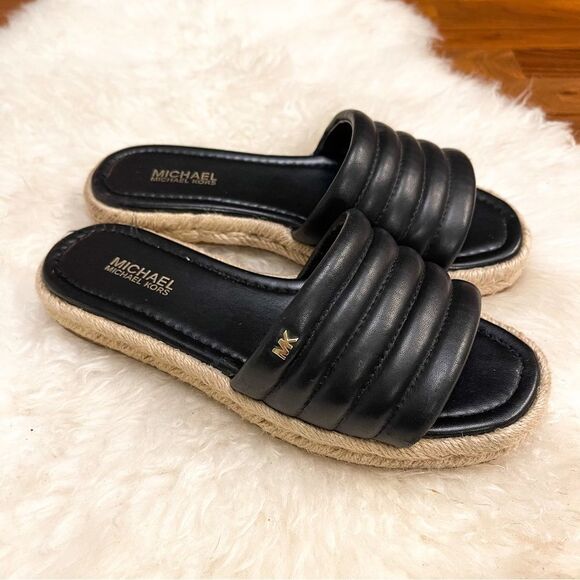 🍋 MICHAEL MICHAEL KORS • Women’s Royce Quilted Leather Slide Sandal Size 6 - Picture 2 of 8